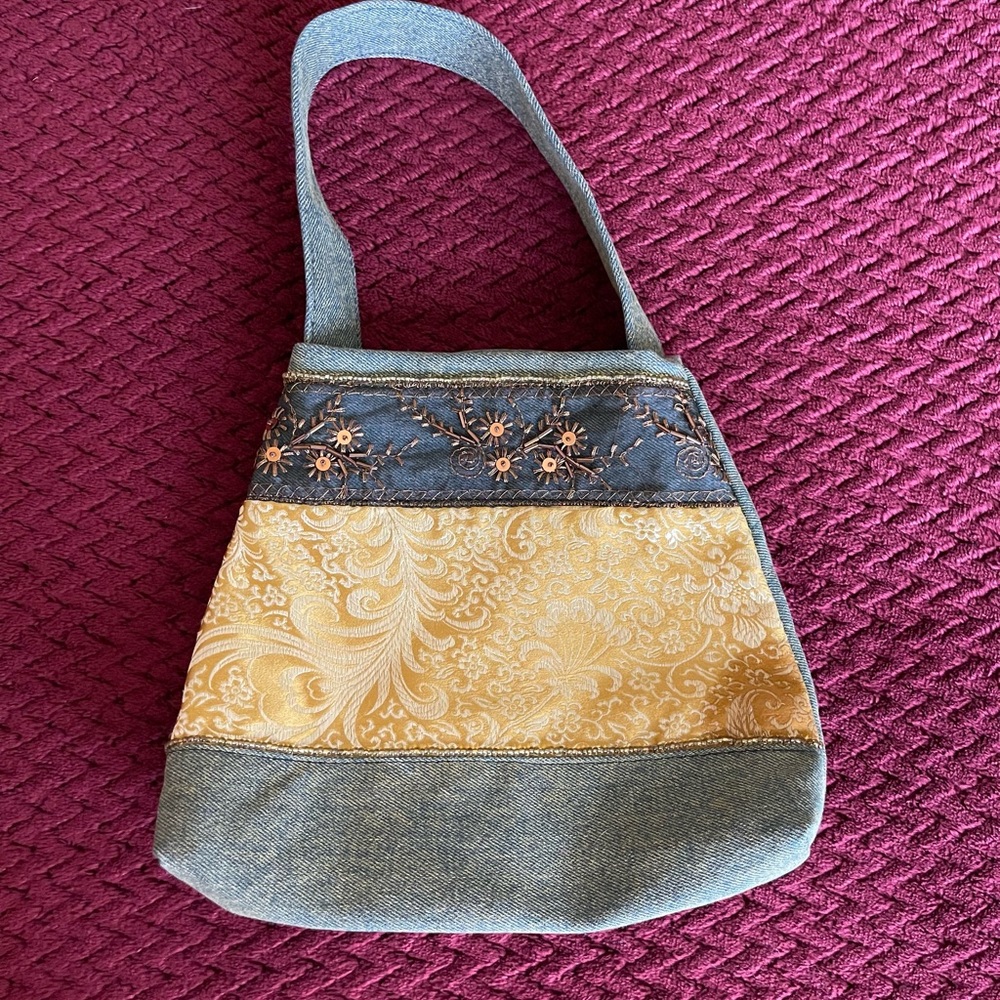 Lily Black Gold & Canvas Handbag